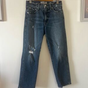 Lucky Brand Women's Distressed Dark Blue Straight Jeans